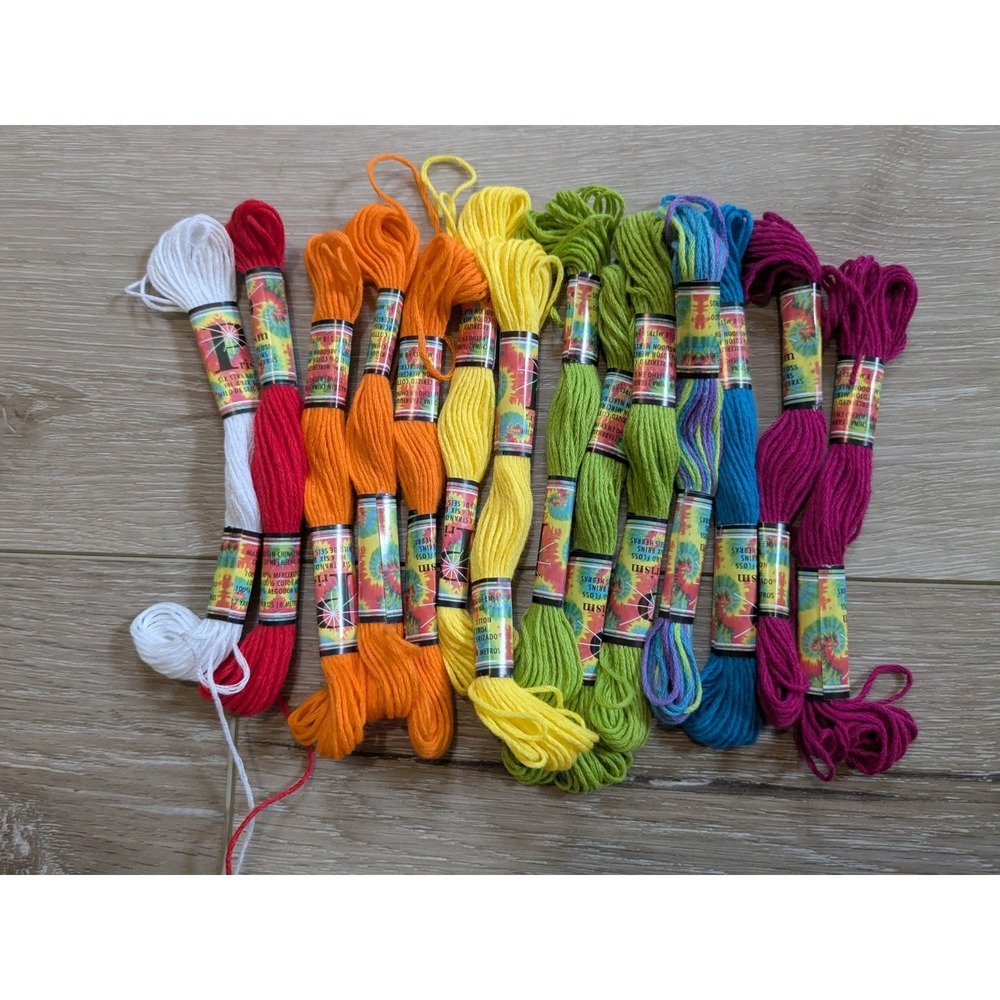 Lot of 14 Prism Rainbow Embroidery Floss Thread Skeins Needlepoint Cross Stitch